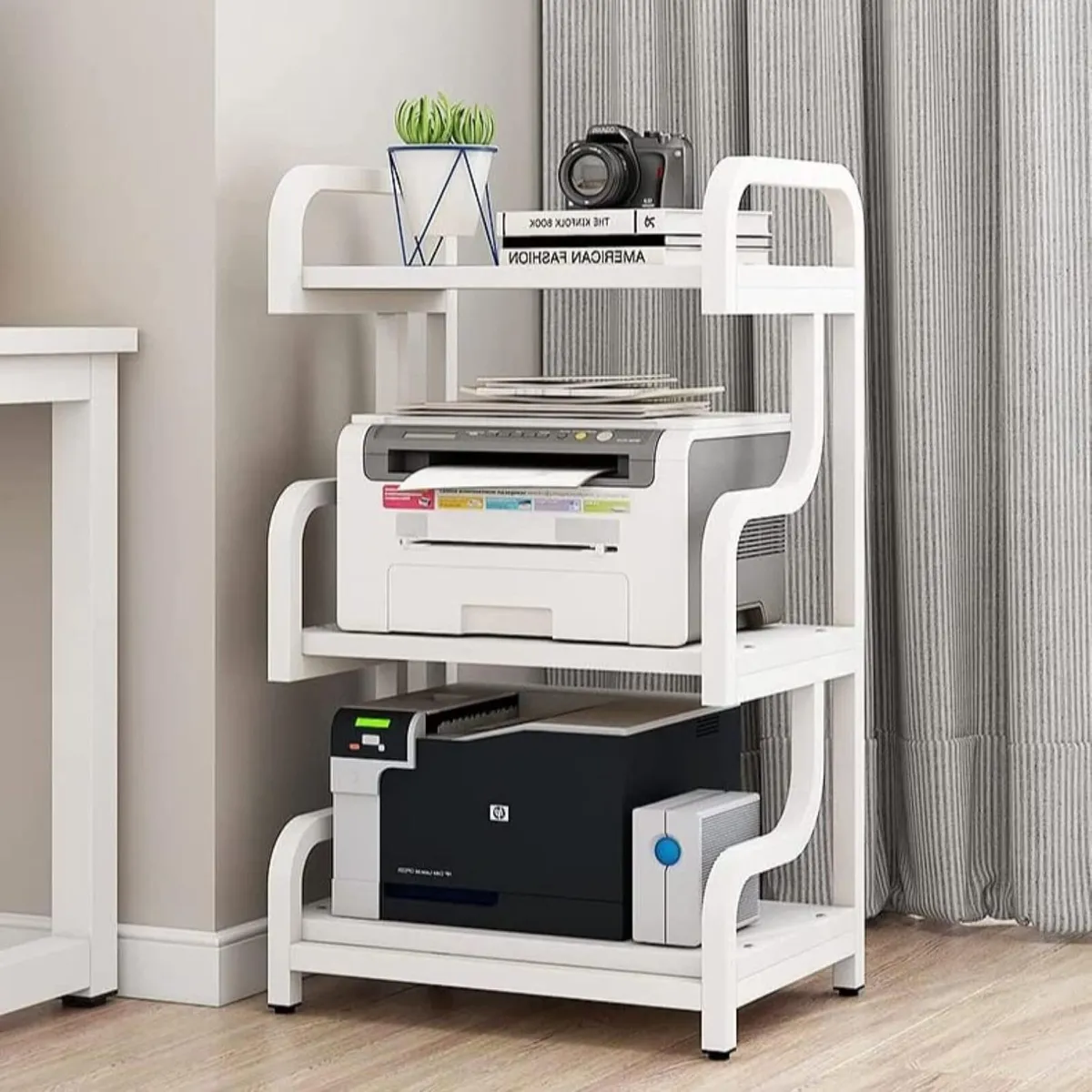 3-Tier Printer Stand with Storage Movable Table on - Image 1