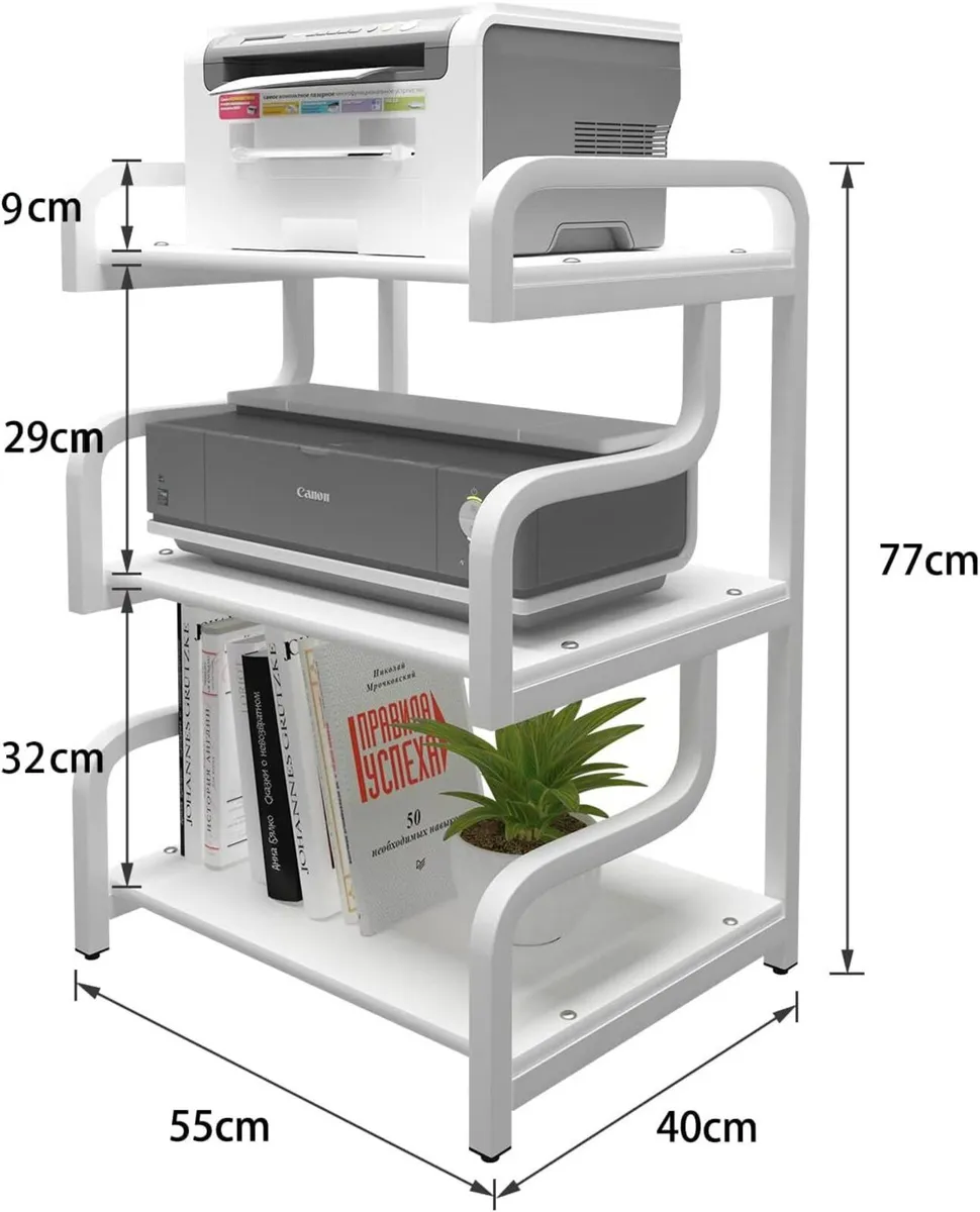 3-Tier Printer Stand with Storage Movable Table on - Image 2