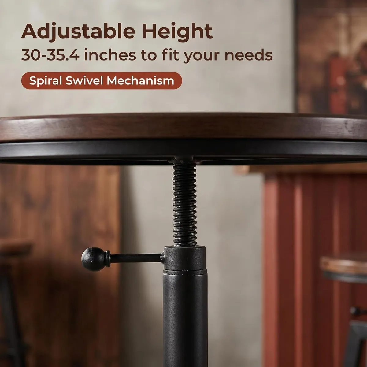 Vintage Bar Table 30-35.4inch Height Adjustable - Image 4