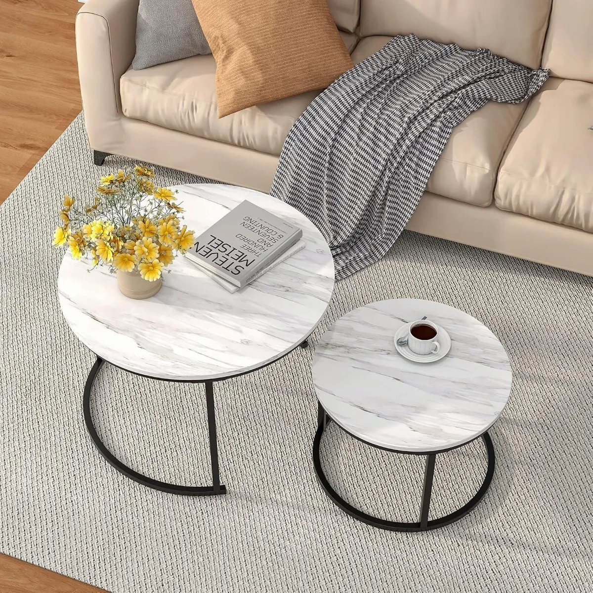 Round Coffee Table Side for Living Room Nesting - Image 3