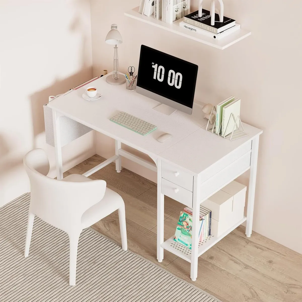Small Desk with Drawers 100CM Computer for Space - Image 2