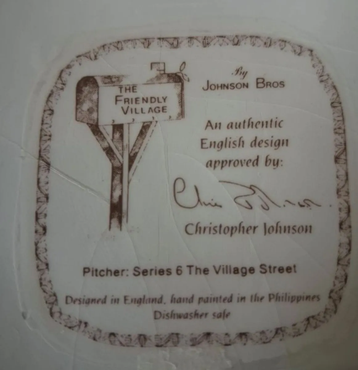 Rare Pair Johnson Bros Friendly Village 3D Pitcher - Image 2