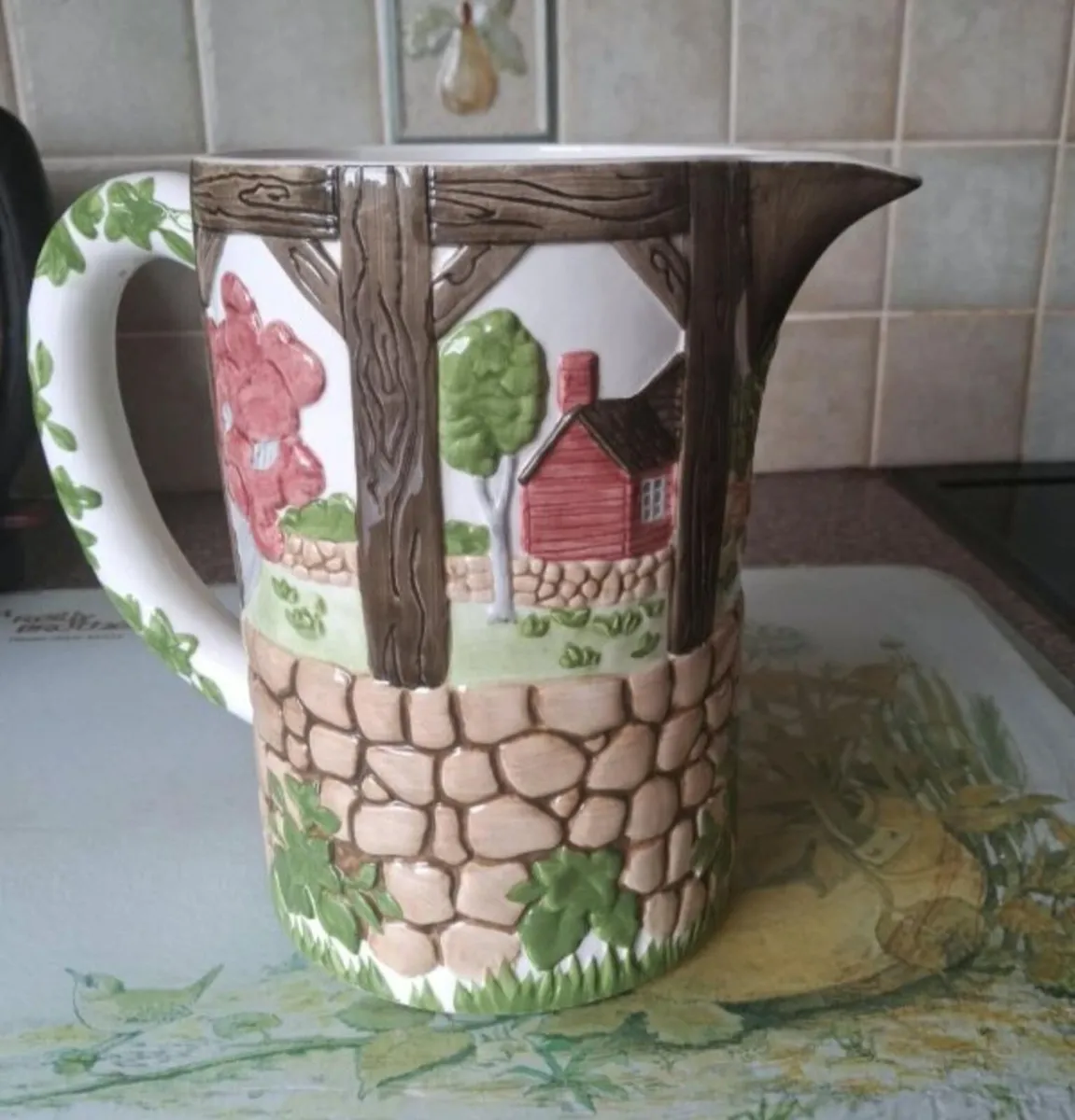 Rare Pair Johnson Bros Friendly Village 3D Pitcher - Image 4