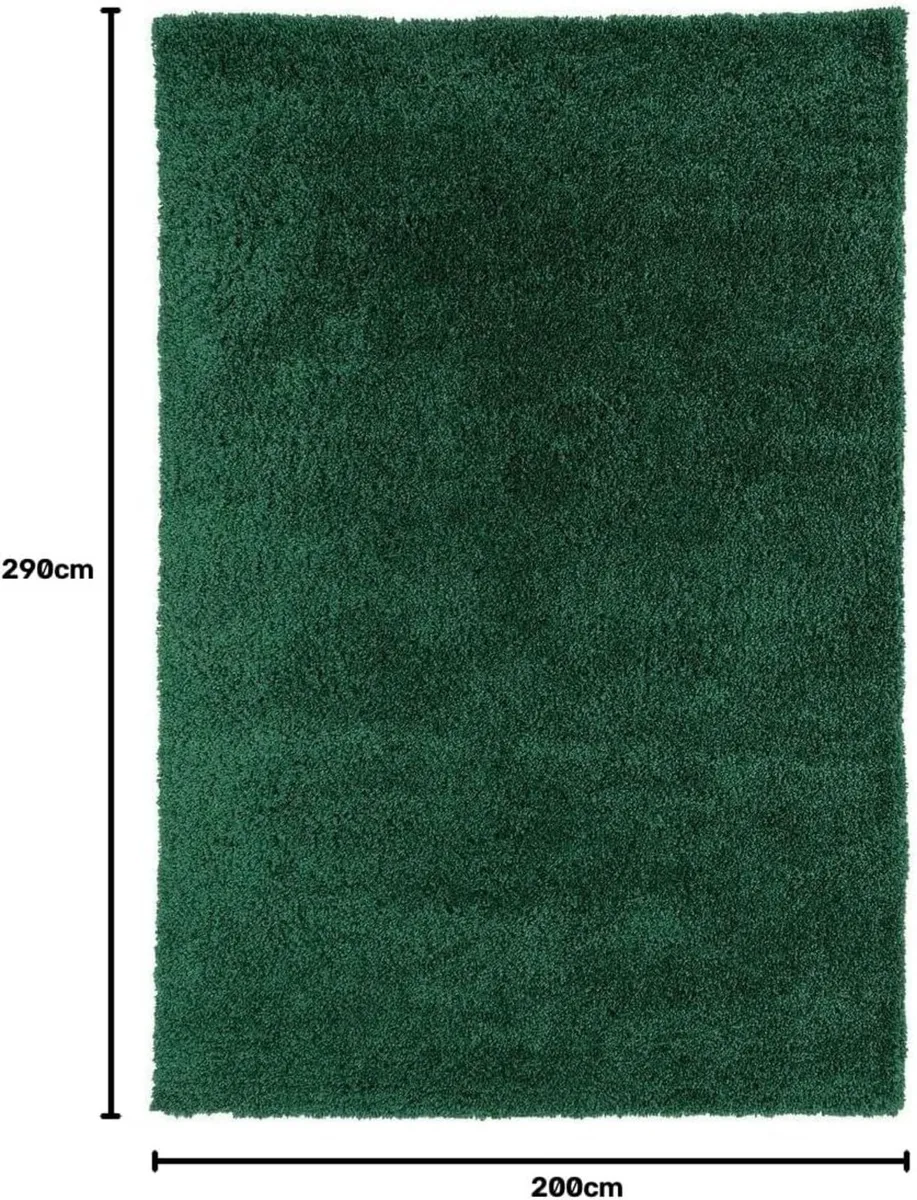 Luxury Thick Pile Emerald Shaggy Living Room Area - Image 2