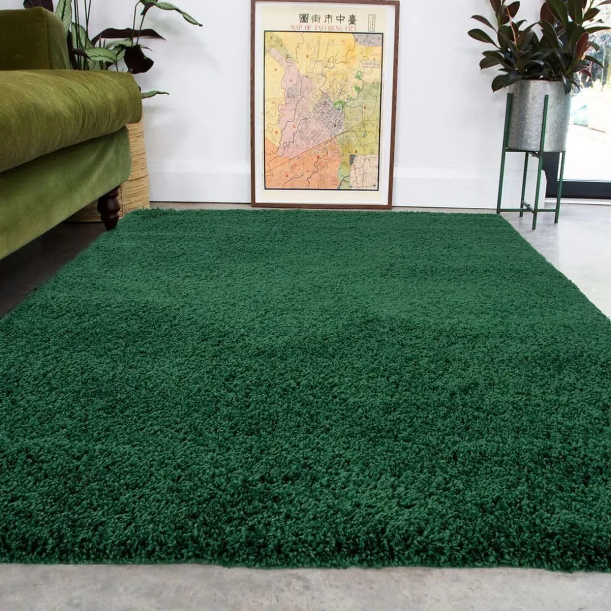 Luxury Thick Pile Emerald Shaggy Living Room Area - Image 1