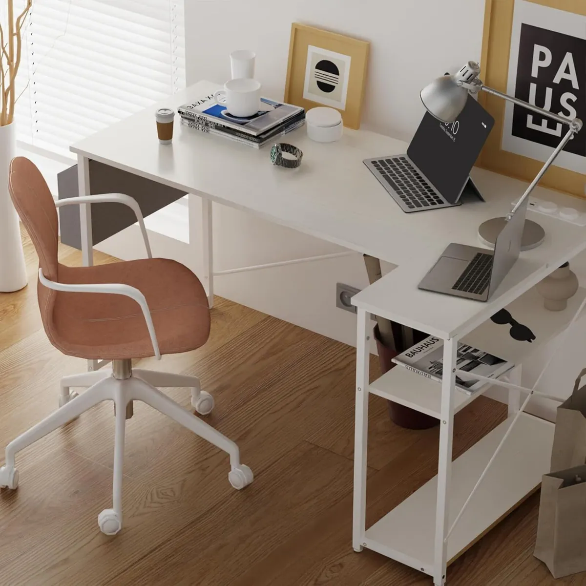 Small L Shaped Desk with Power Outlets - Image 2