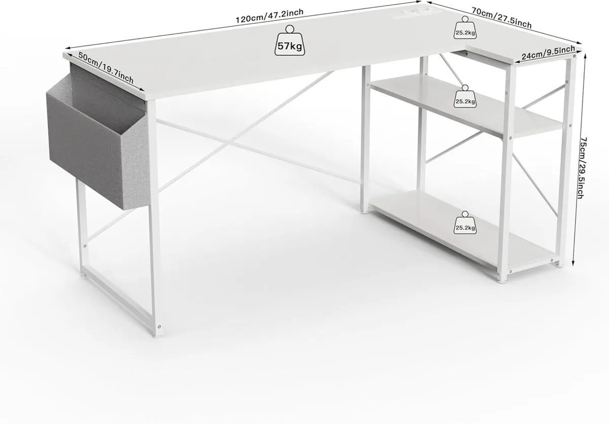 Small L Shaped Desk with Power Outlets - Image 3