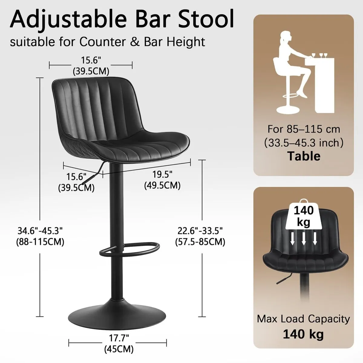 Bar Stools Counter Height Barstools (Set of 2) - Image 2
