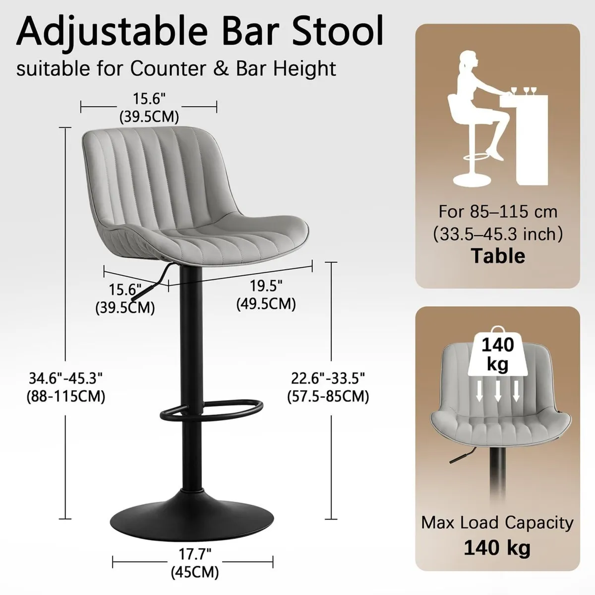 Bar Stools Counter Height Chairs (Set of 2) - Image 2
