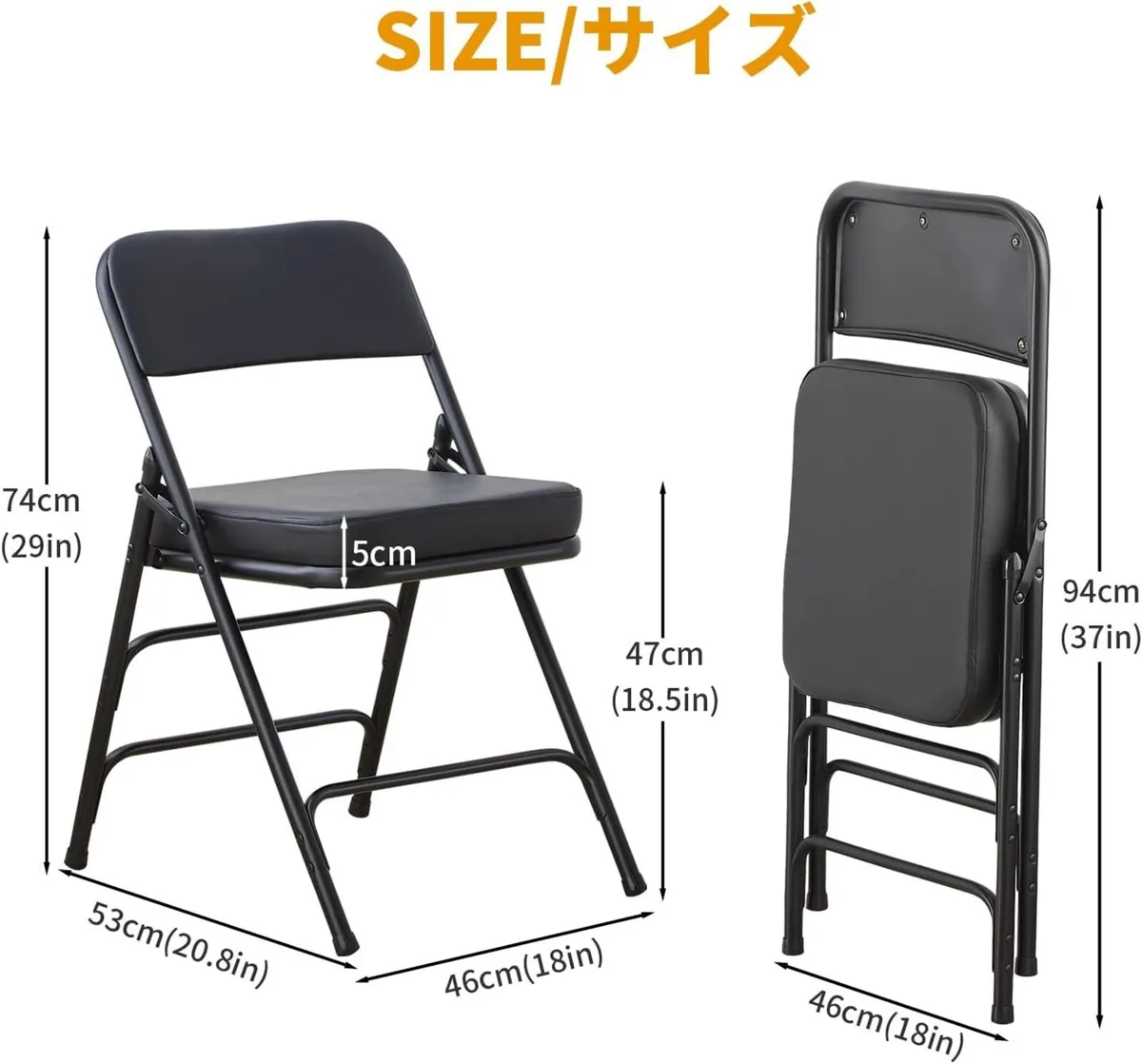 Folding Chair Foldable Faux Leather Fold Up - Image 2