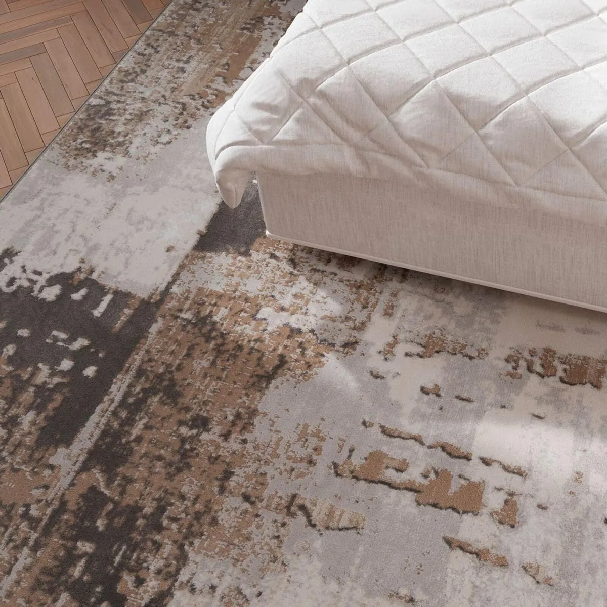Luxury Greige Painterly Living Room Area Rug - Image 4