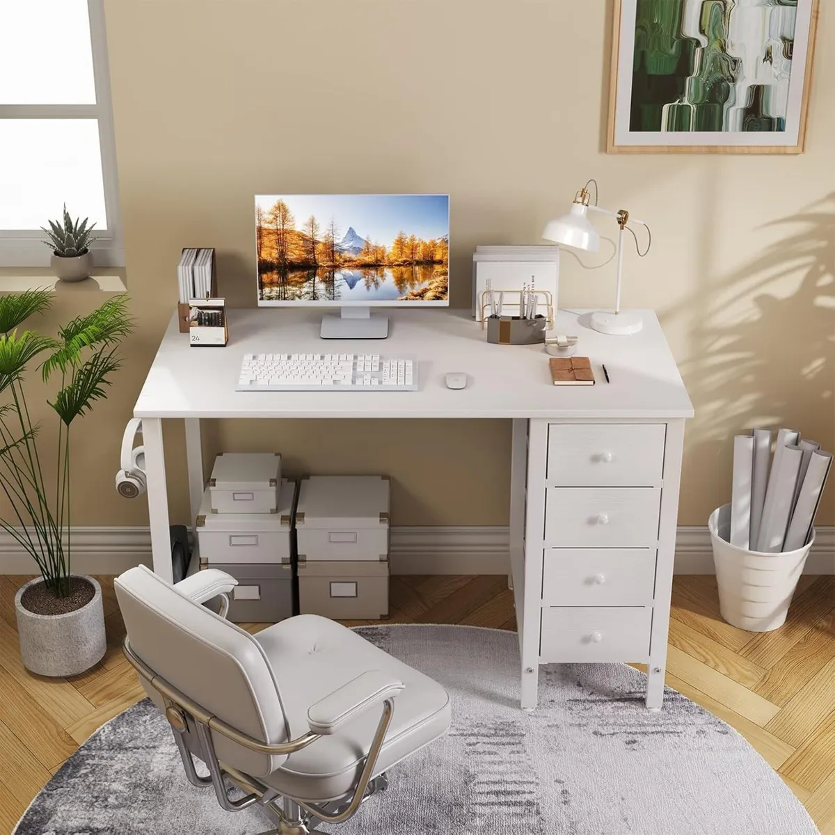 Small Desk with Fabric Drawers Kids Girls Teen - Image 2