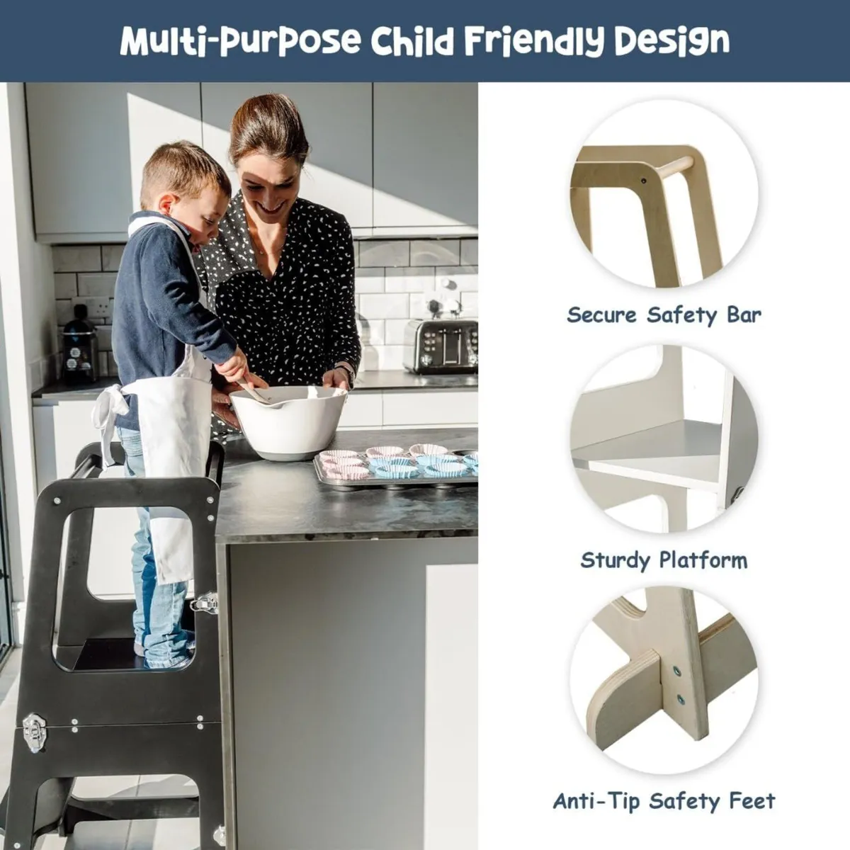 Convertible 2-In-1 Kids Kitchen Stool Table Chair - Image 3