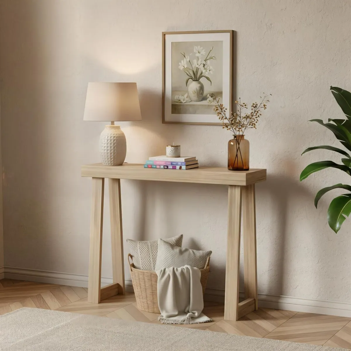 Solid Wood Console Table 36 Inch Sofa Narrow - Image 1