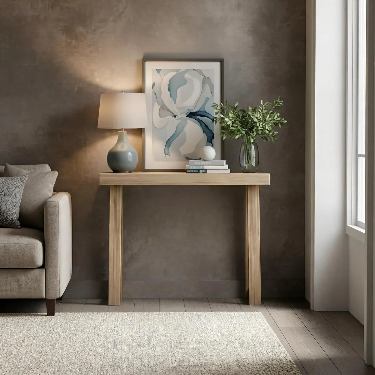 Solid Wood Console Table 36 Inch Sofa Narrow - Image 2