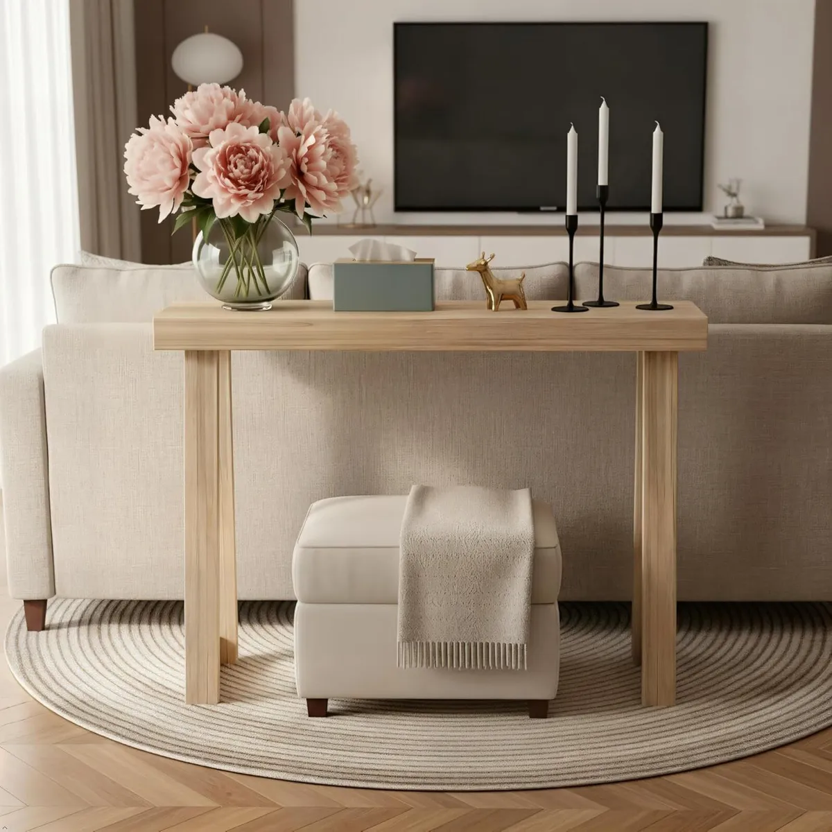 Solid Wood Console Table 36 Inch Sofa Narrow - Image 4