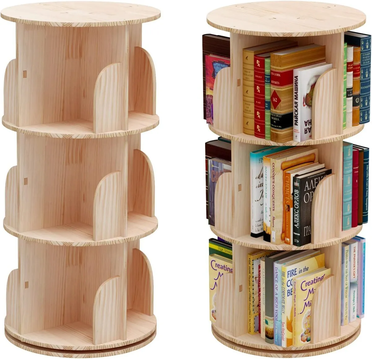 Rotating Bookcase Hexagonal Kids High Shelf Floor - Image 1