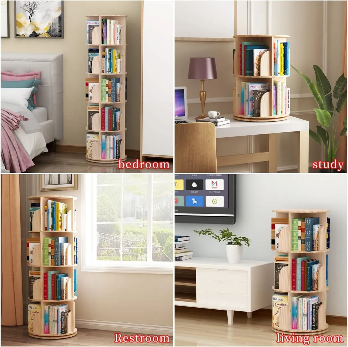 Rotating Bookcase Hexagonal Kids High Shelf Floor - Image 4