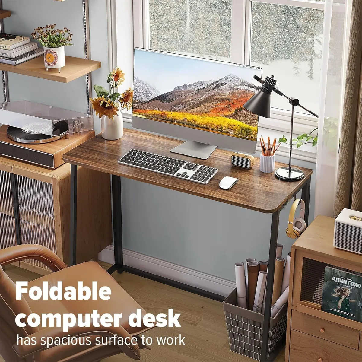 Faux Marble Folding Desk Office Table - Image 3