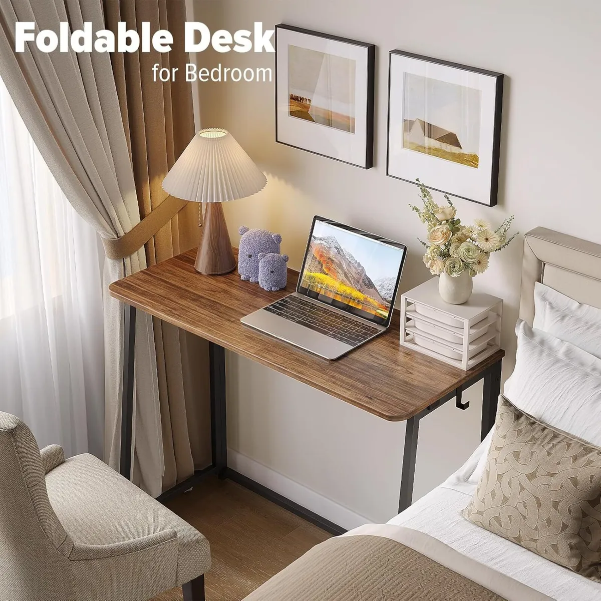 Faux Marble Folding Desk Office Table - Image 4