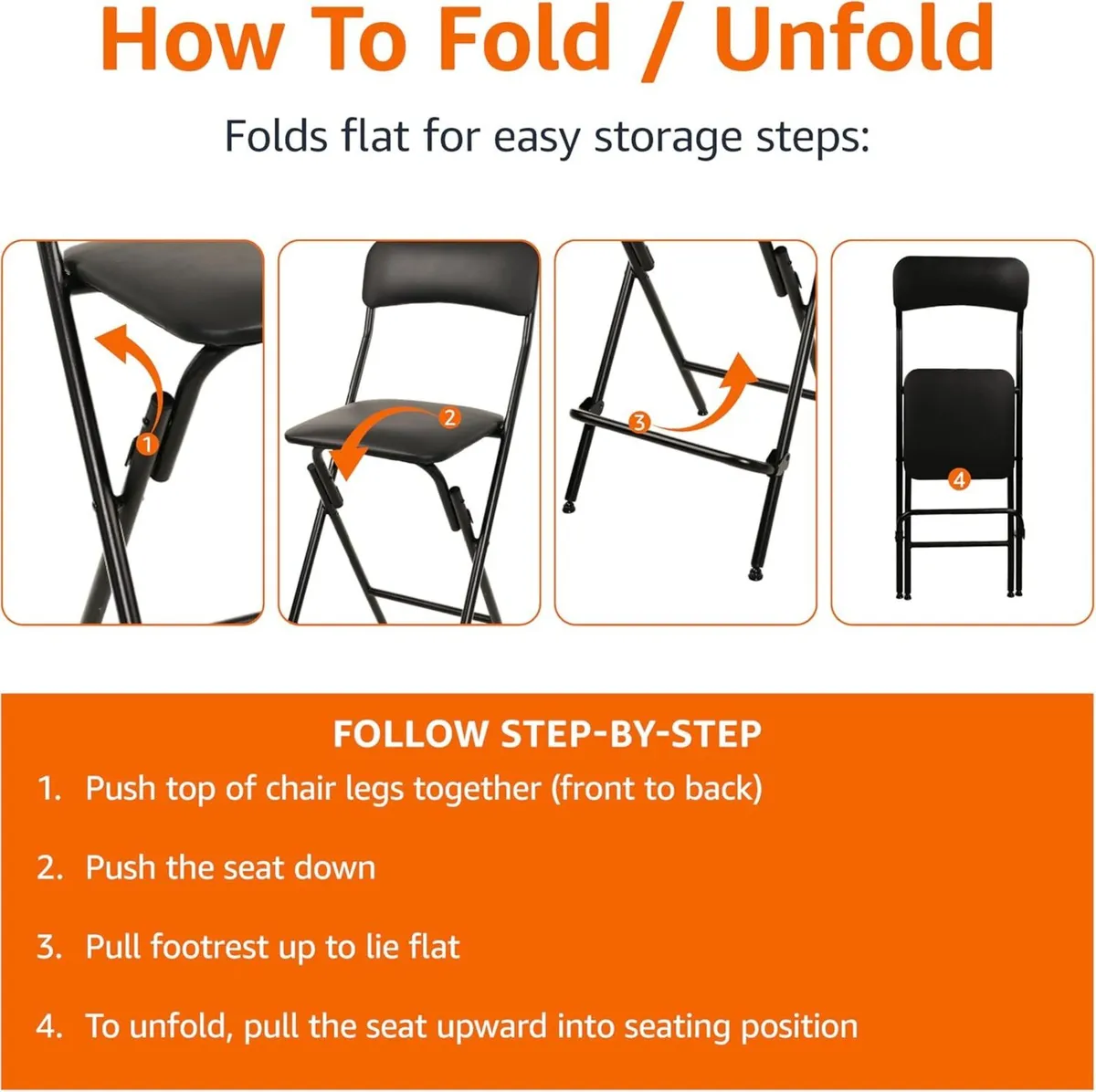 Folding Stool with Footrest 136.1KG Weight - Image 4