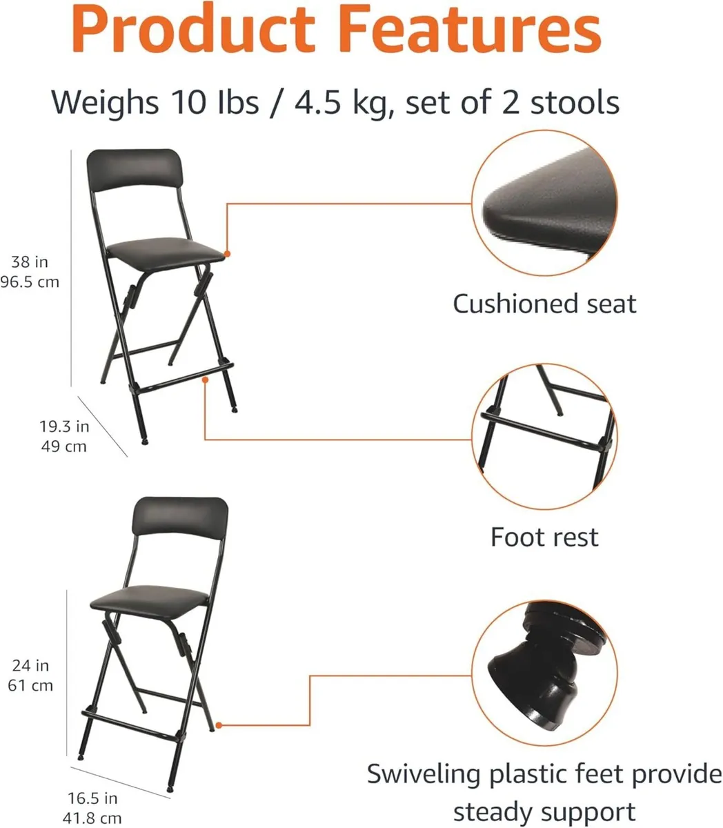 Folding Stool with Footrest 136.1KG Weight - Image 3