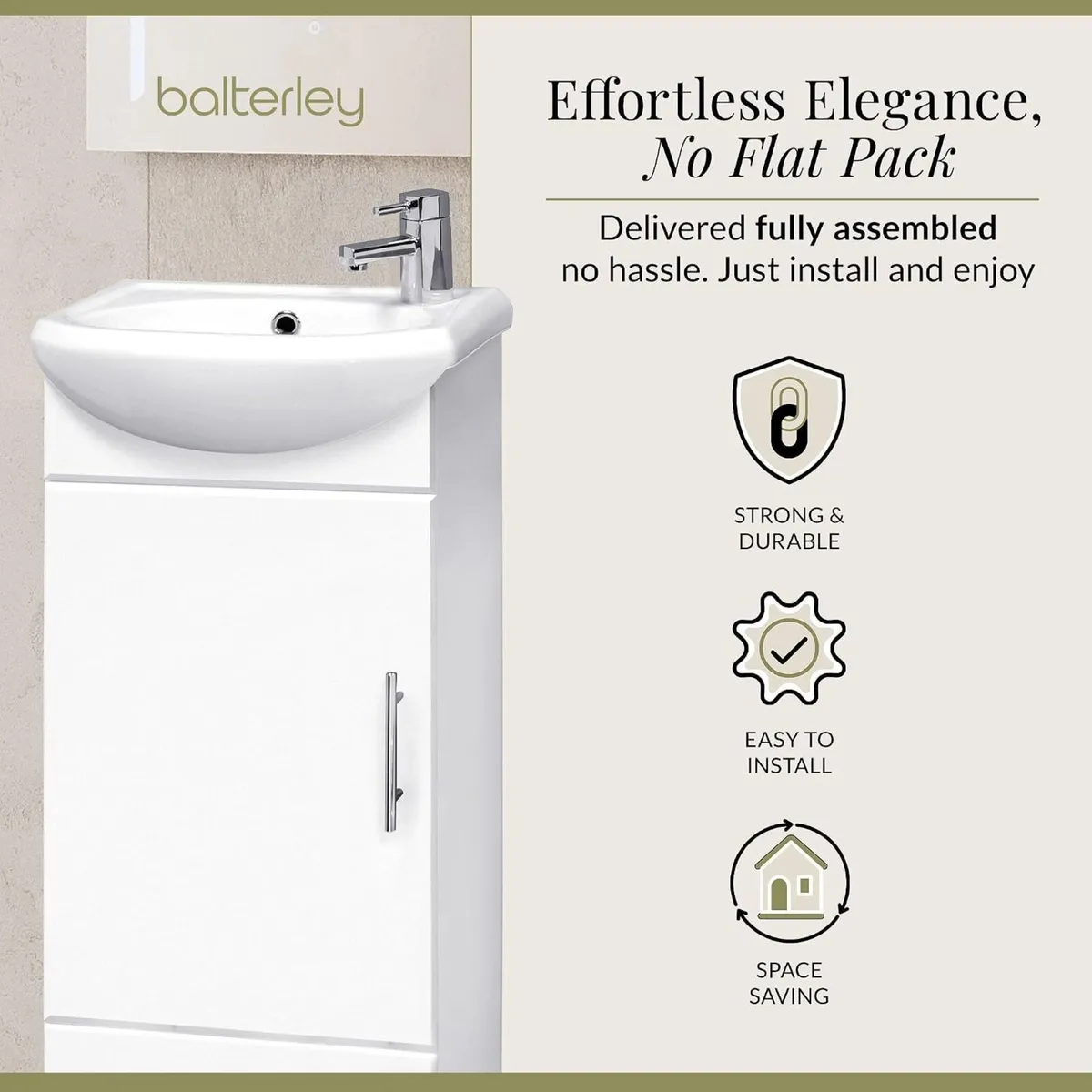Vanity Unit with Basin Floor Standing Soft Close - Image 4