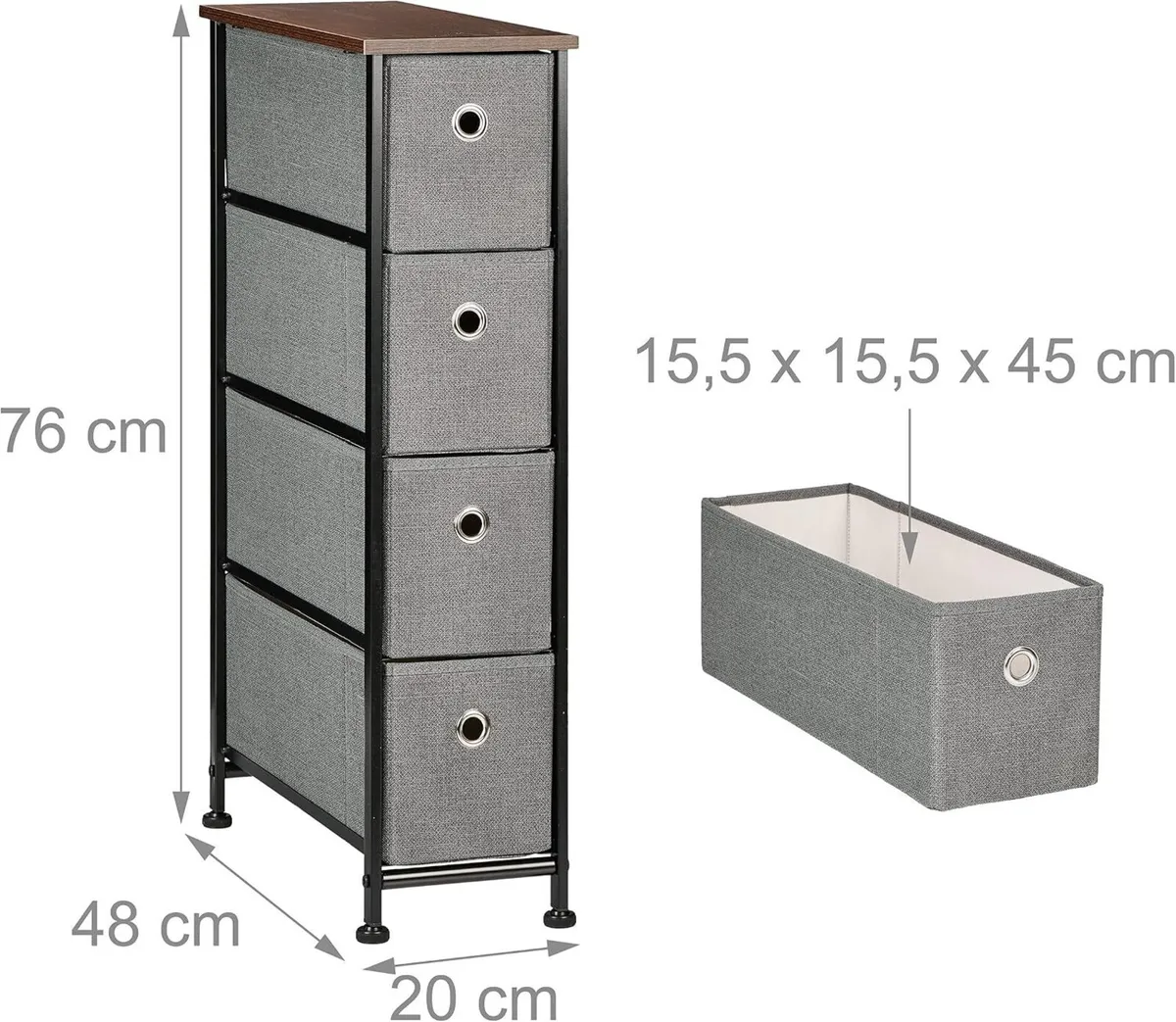Shelf 4 Fabric Drawers Industrial Design Bathroom - Image 3