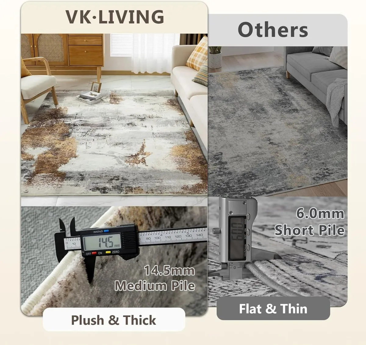 Vk·living Upgraded Sponge Large Rug Modern - Image 2