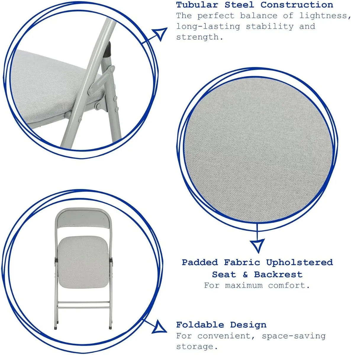 Fabric Padded Folding Chairs Cushioned Foldable - Image 4