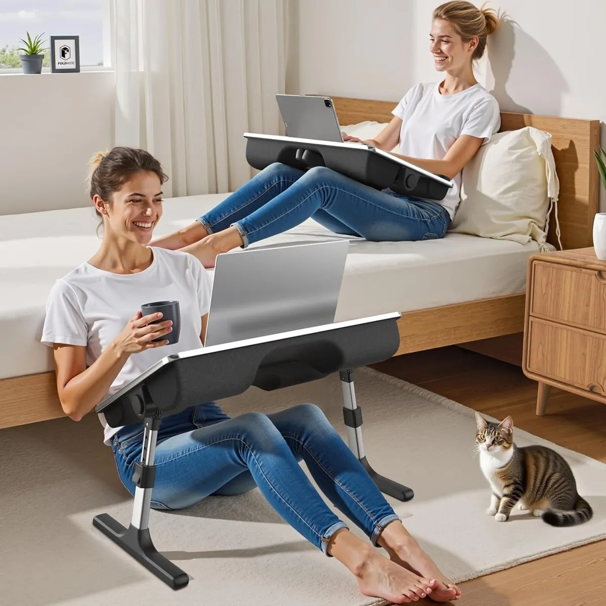 2-In-1 Bed Table Lap Desk Soft Cushions Foldable - Image 2