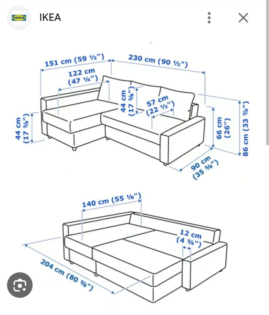 IKEA corner couch. Converts to double bed - Image 4