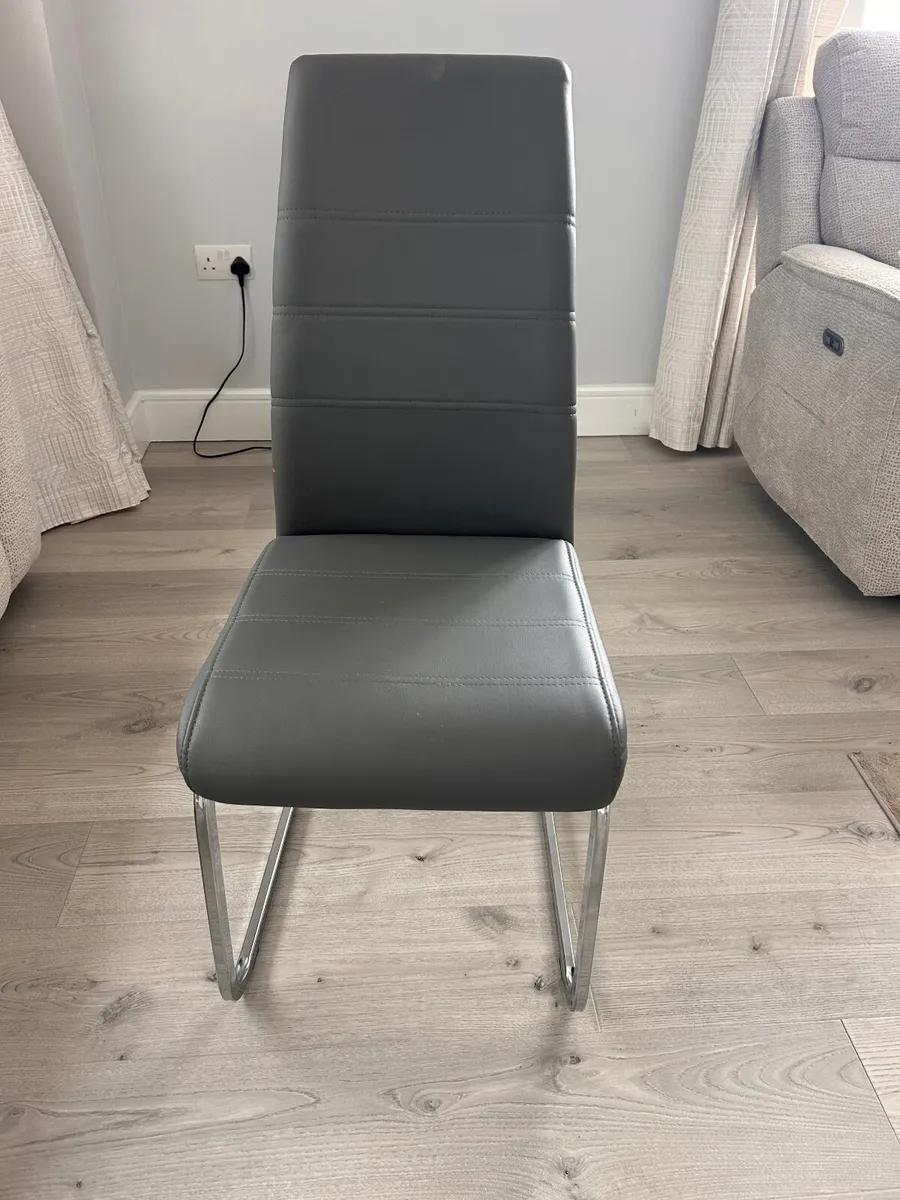 6 grey leather effect dining chairs - Image 2