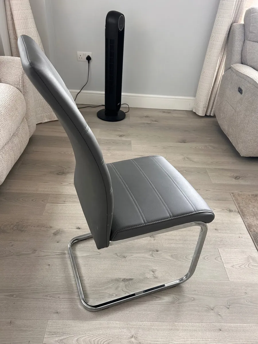 6 grey leather effect dining chairs - Image 3