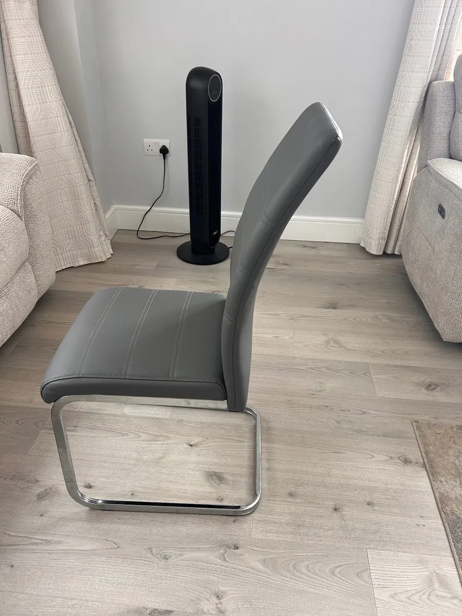 6 grey leather effect dining chairs - Image 4