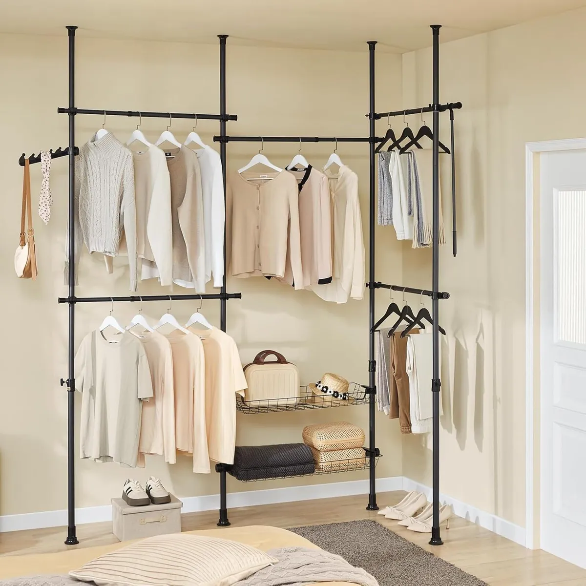Telescopic Clothes Rail with Adjustable L-Shaped - Image 2