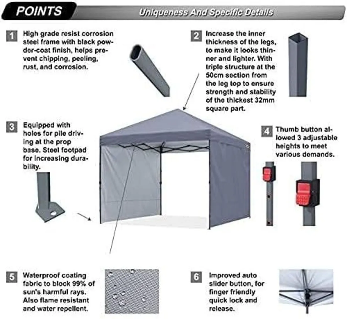 Pop Up Gazebo with Two Side Panels - Image 3