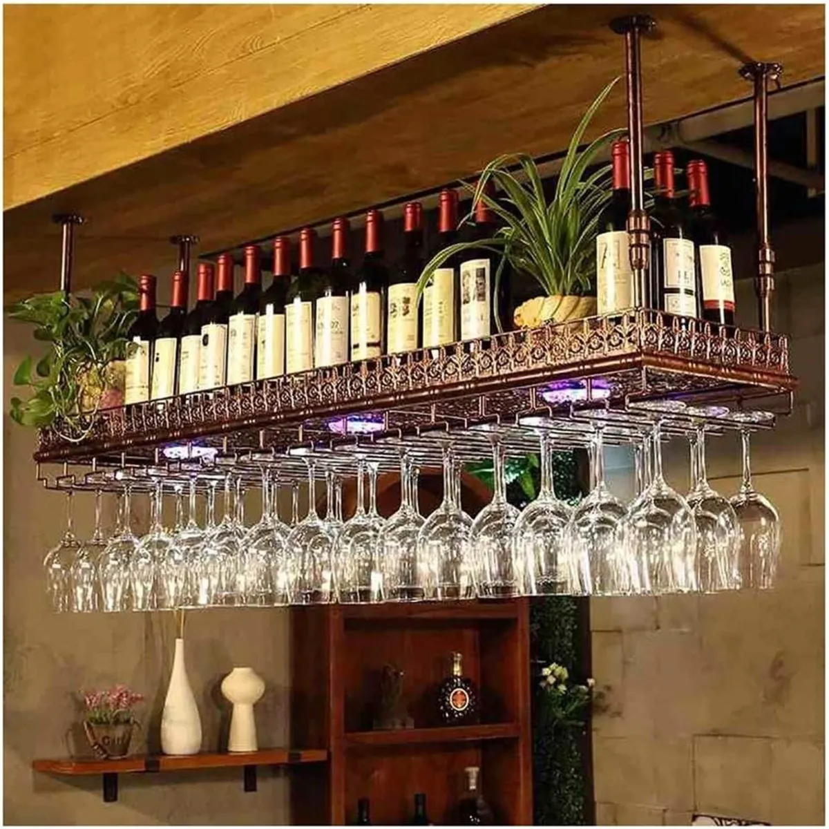Upside Down Wine Rack Simple Style Iron Hanging - Image 1