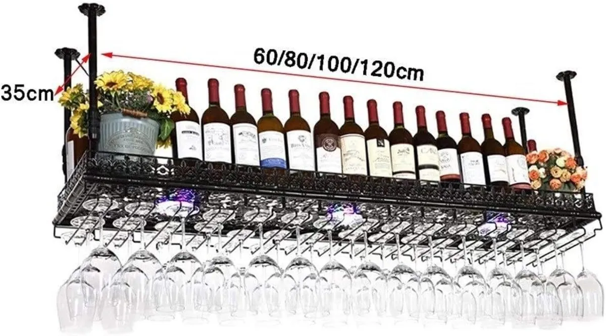 Upside Down Wine Rack Simple Style Iron Hanging - Image 2