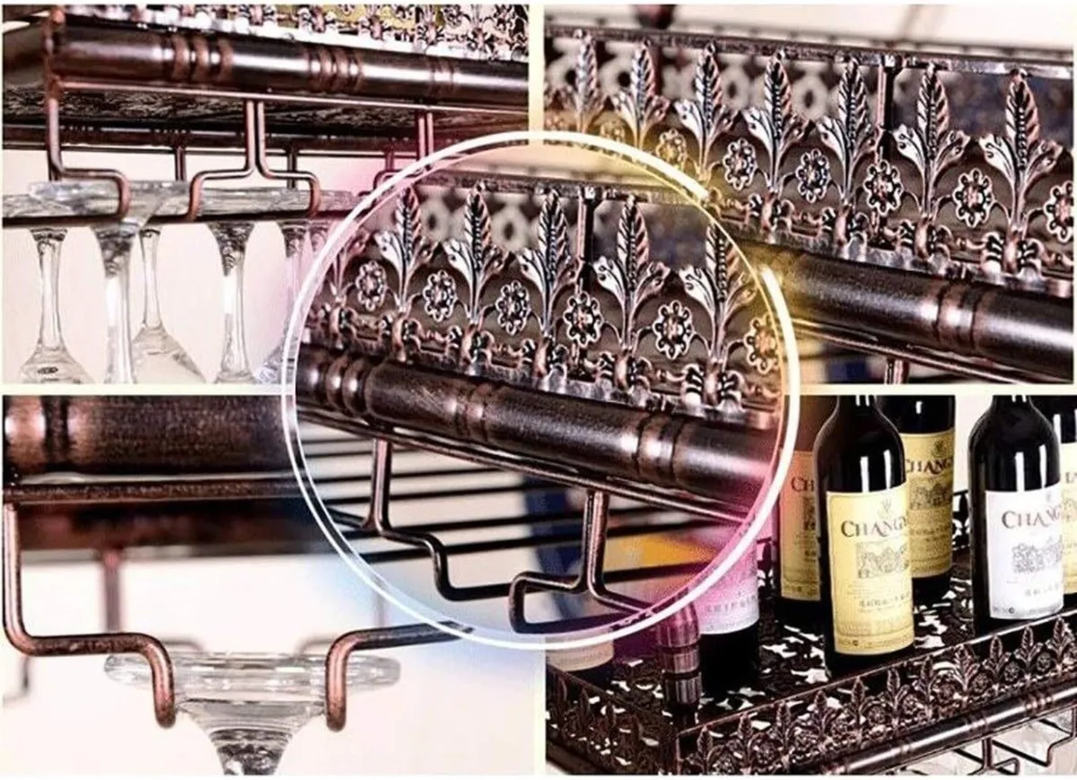 Upside Down Wine Rack Simple Style Iron Hanging - Image 3