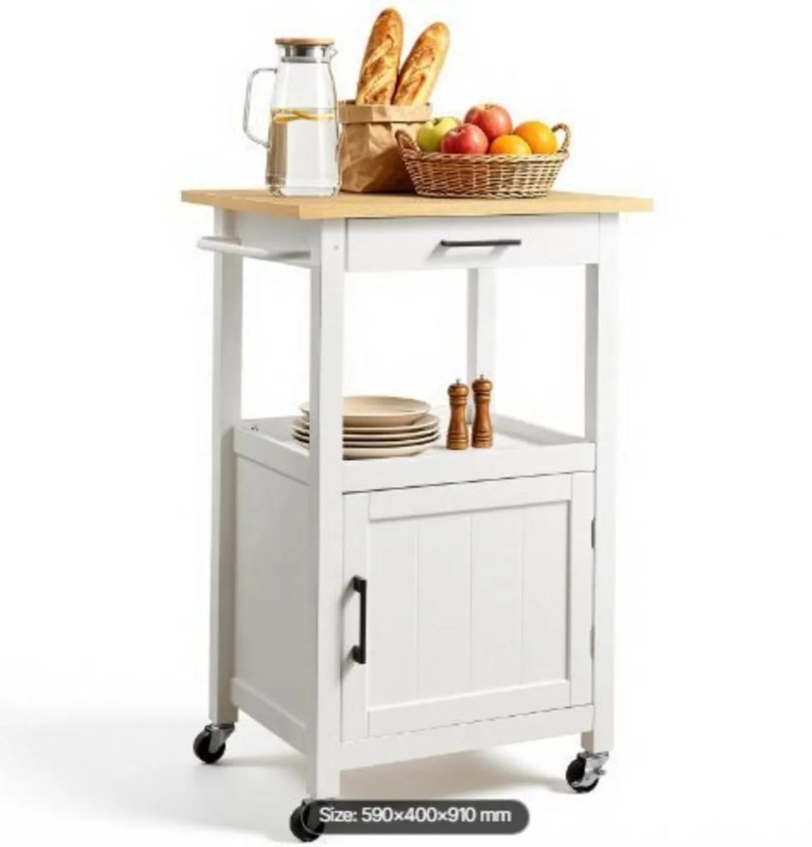 Kitchen Island Cart with Single Door Cabinet - Image 3