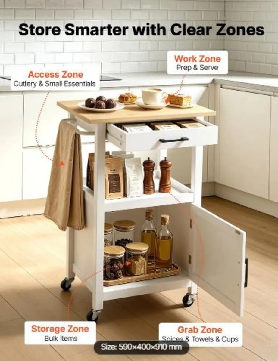Kitchen Island Cart with Single Door Cabinet - Image 1