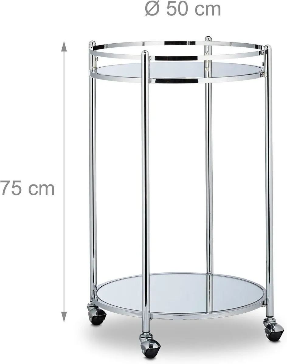 Kitchen Trolley Round Serving Bar with 2 Shelves - Image 4