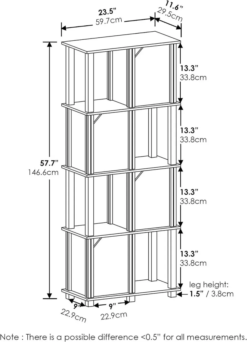 5-Tier Storage Shelf with 4 Doors French Oak - Image 2