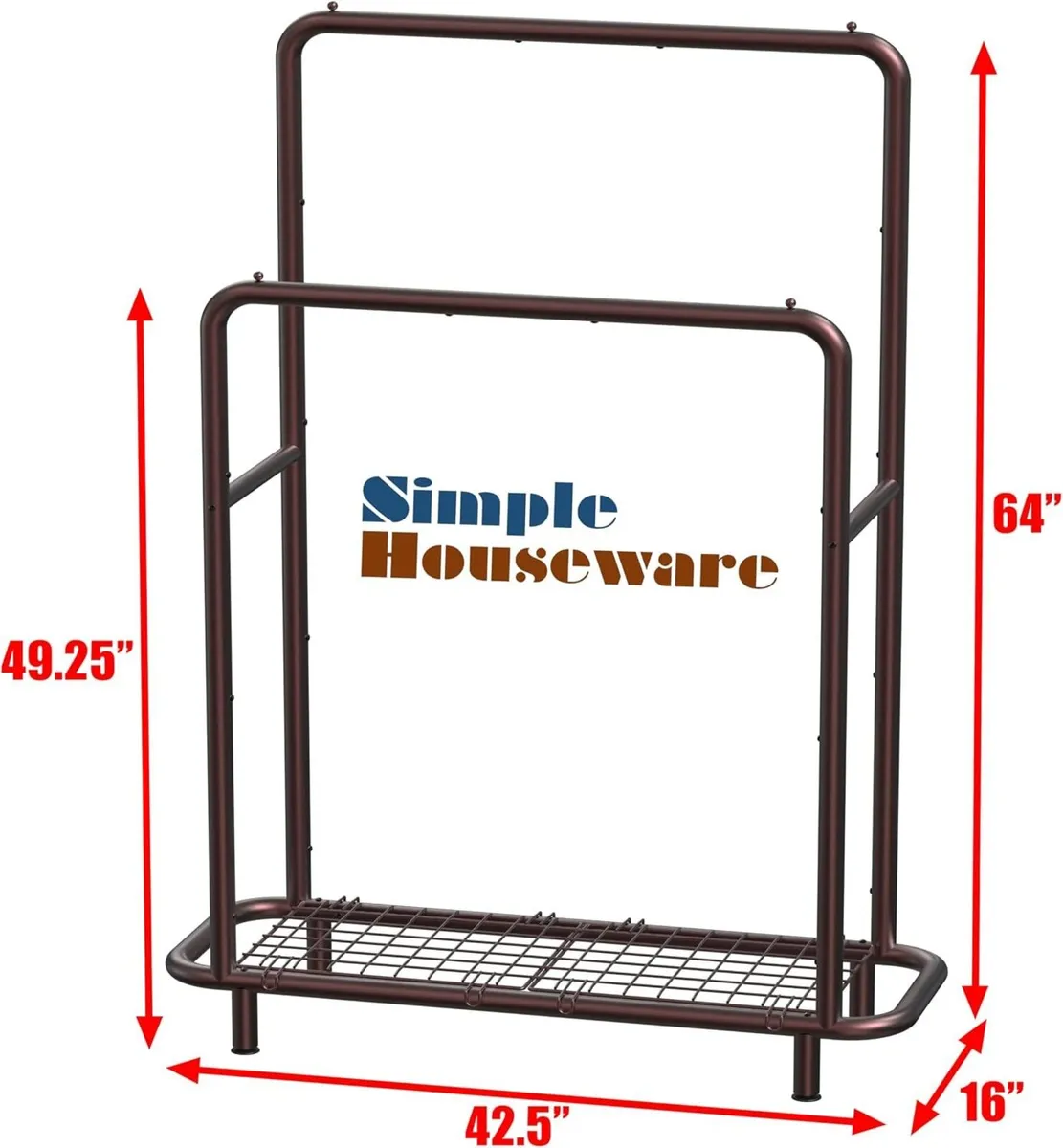 Double Rod Clothing Garment Rack with Bottom - Image 3