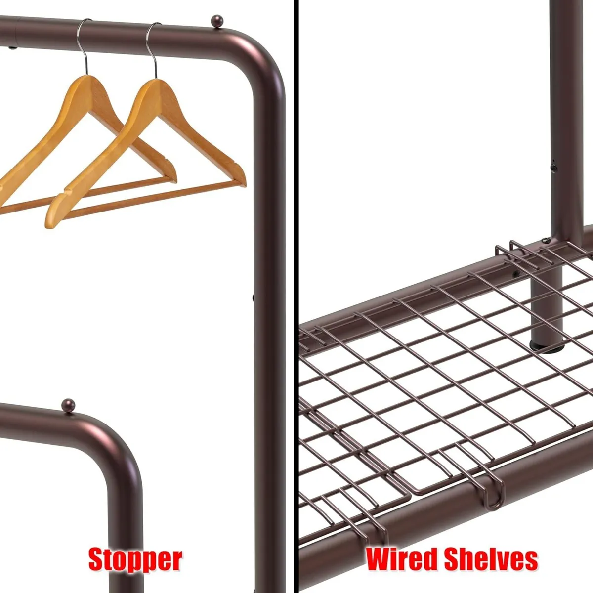 Double Rod Clothing Garment Rack with Bottom - Image 4