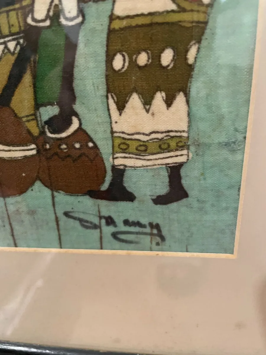 Matching pair of framed Kenyan batik paintings - Image 3