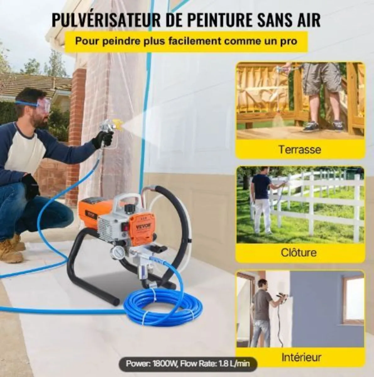 Pro Airless Wall Paint Sprayer, 1800W - Image 2