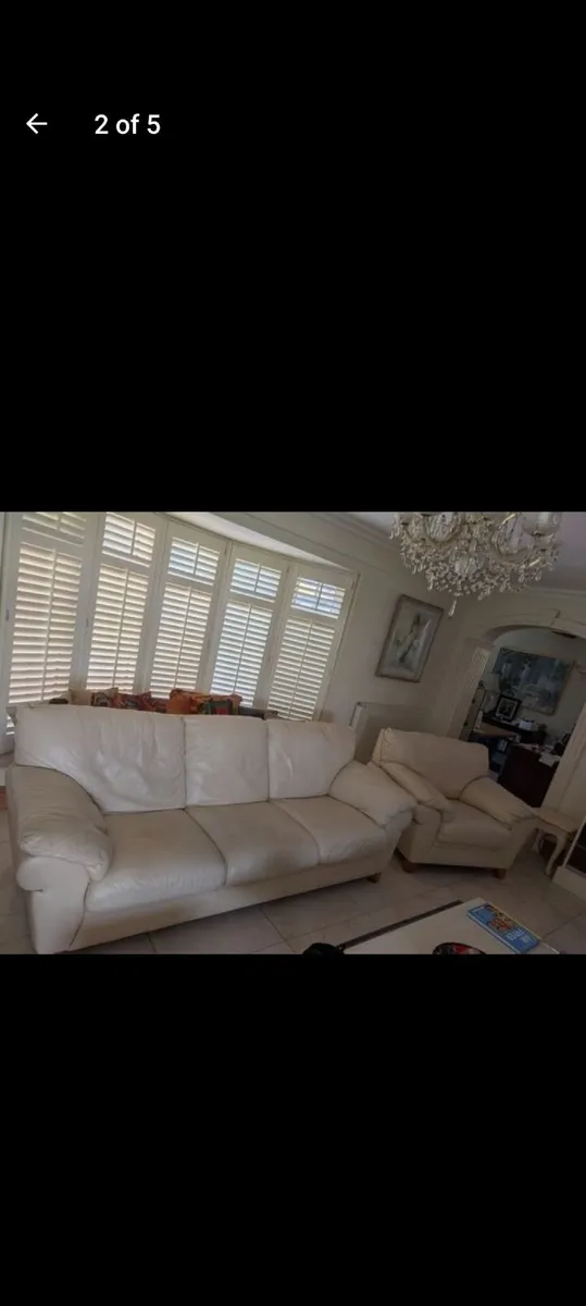Italian leather 3 piece suite in cream - Image 2
