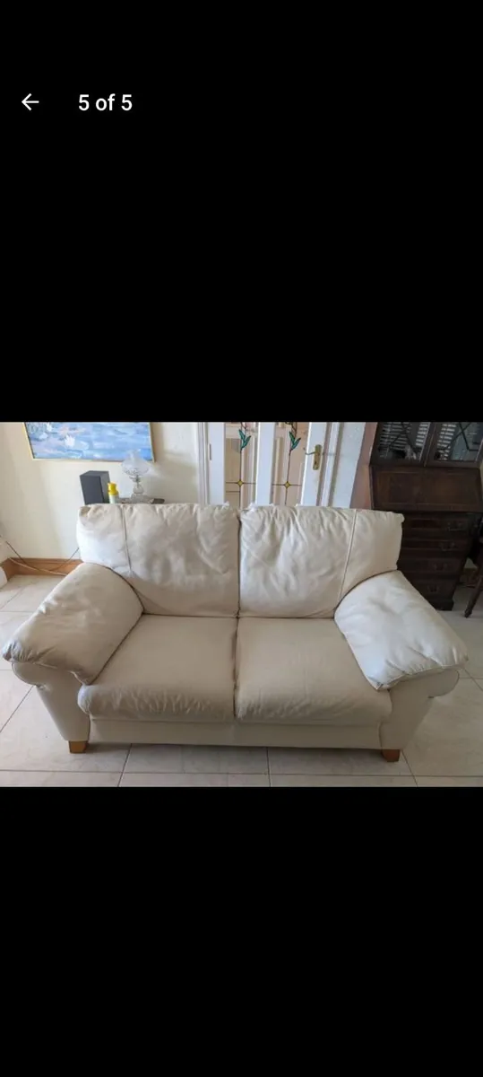 Italian leather 3 piece suite in cream - Image 3
